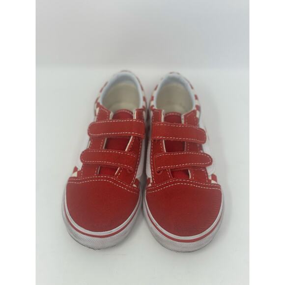 Hard to Find! Toddler Vans Old Skool Red White Checker Velcro Sneaker Size 9 - Picture 2 of 7